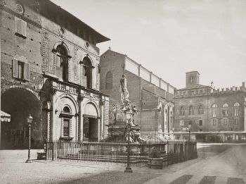 Foto antica piazza del nettuno bologna