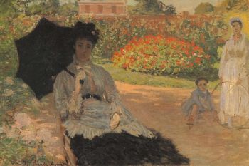 Camille in the garden with Jean and his nanny by Monet