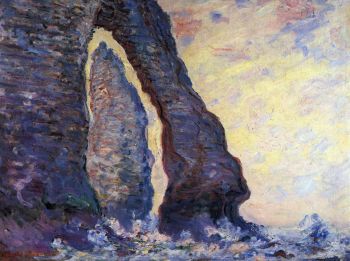La Porte d Aval and the needle at êtretat by Monet