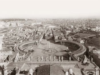 Roma, panorama visto dal Vaticano, foto d'epoca.