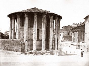 Tempio di Vesta, Roma, 1865. Foto storica.