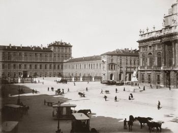 Torino, piazza Castello, Palazzo Reale e Madama. Foto storica