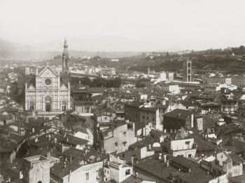 Firenze foto storica con la chiesa di Santa Croce