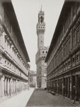 Foto storica dei portici degli Uffizi a Firenze