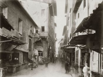 Foto storica del mercato vecchio a Firenze