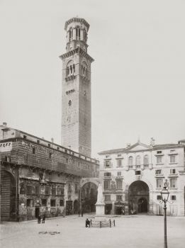 Verona, Piazza dei Signori e Statua di Dante, foto storica