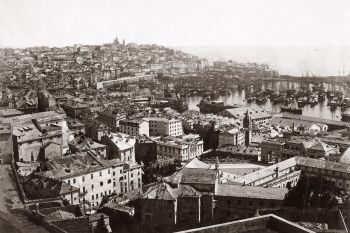 Genova ed il porto, foto d'epoca