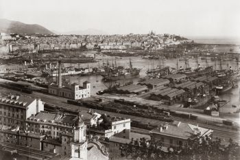 Genova, il porto ad inizio secolo. Foto storica.